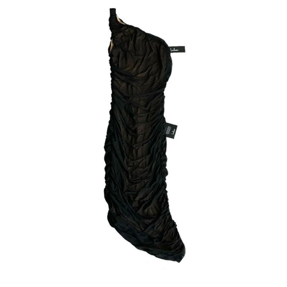 Black One-Shoulder Ruched Body-con Dress Lulus A Listers Favorite Black Medium - Picture 2 of 5